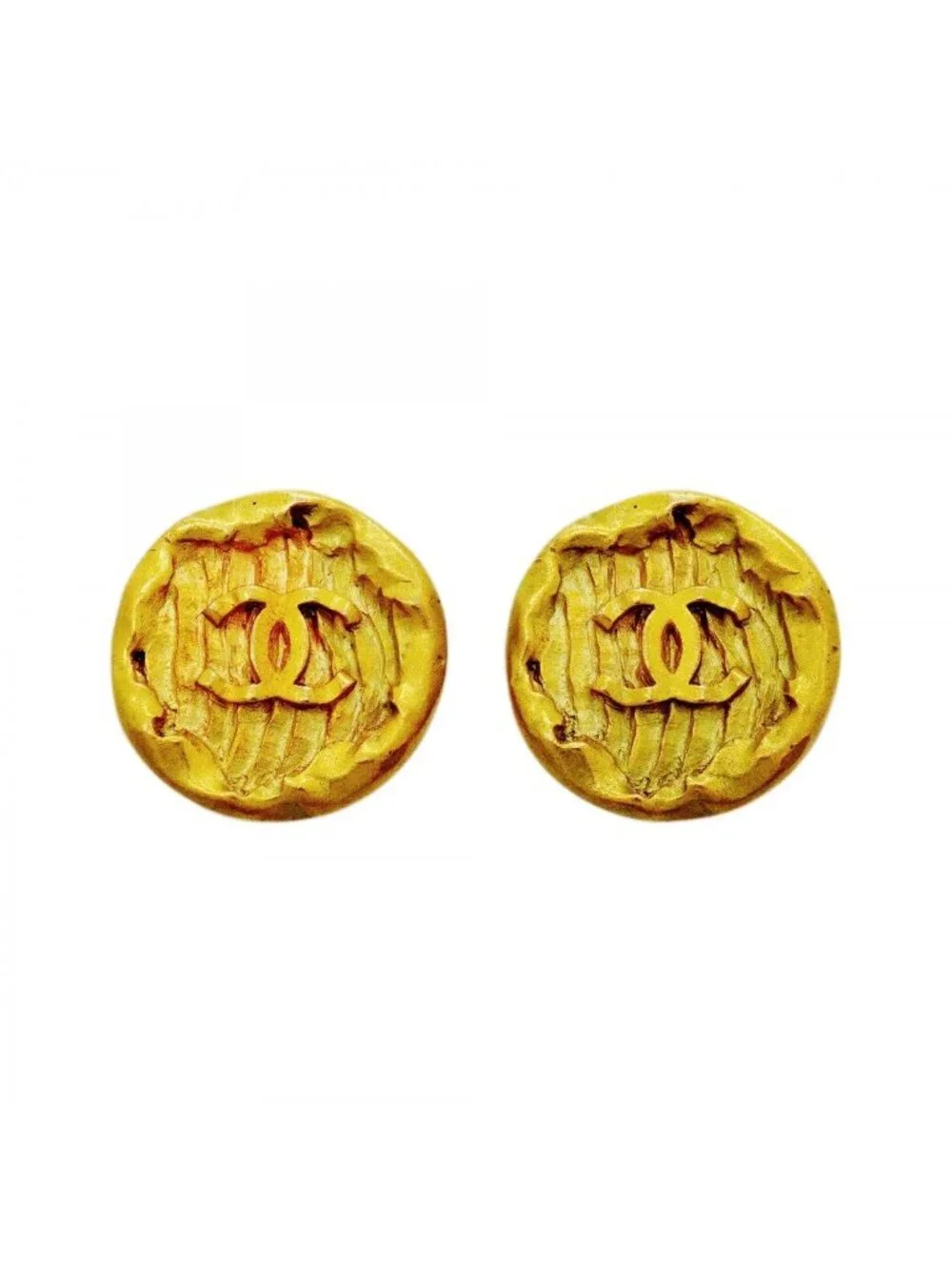 Chanel Earrings Vintage CC Logo Gold Plated